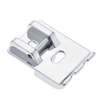 Low-shank snap-on piping presser foot, chrome metal with two-piece design