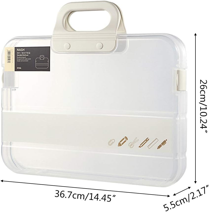 Portable Plastic Transparent A4 File Folder Box Case