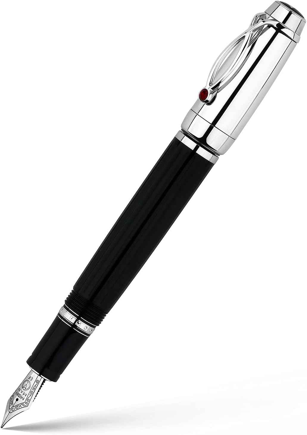 Majohn X1 Retractable Fountain Pen Black Resin,Iridium Extra Nib - TTpen