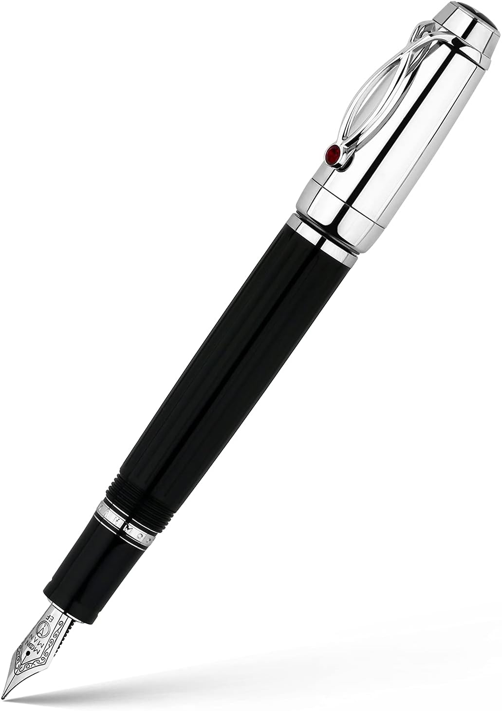 Majohn X1 Retractable Fountain Pen Black Resin,Iridium Extra Nib