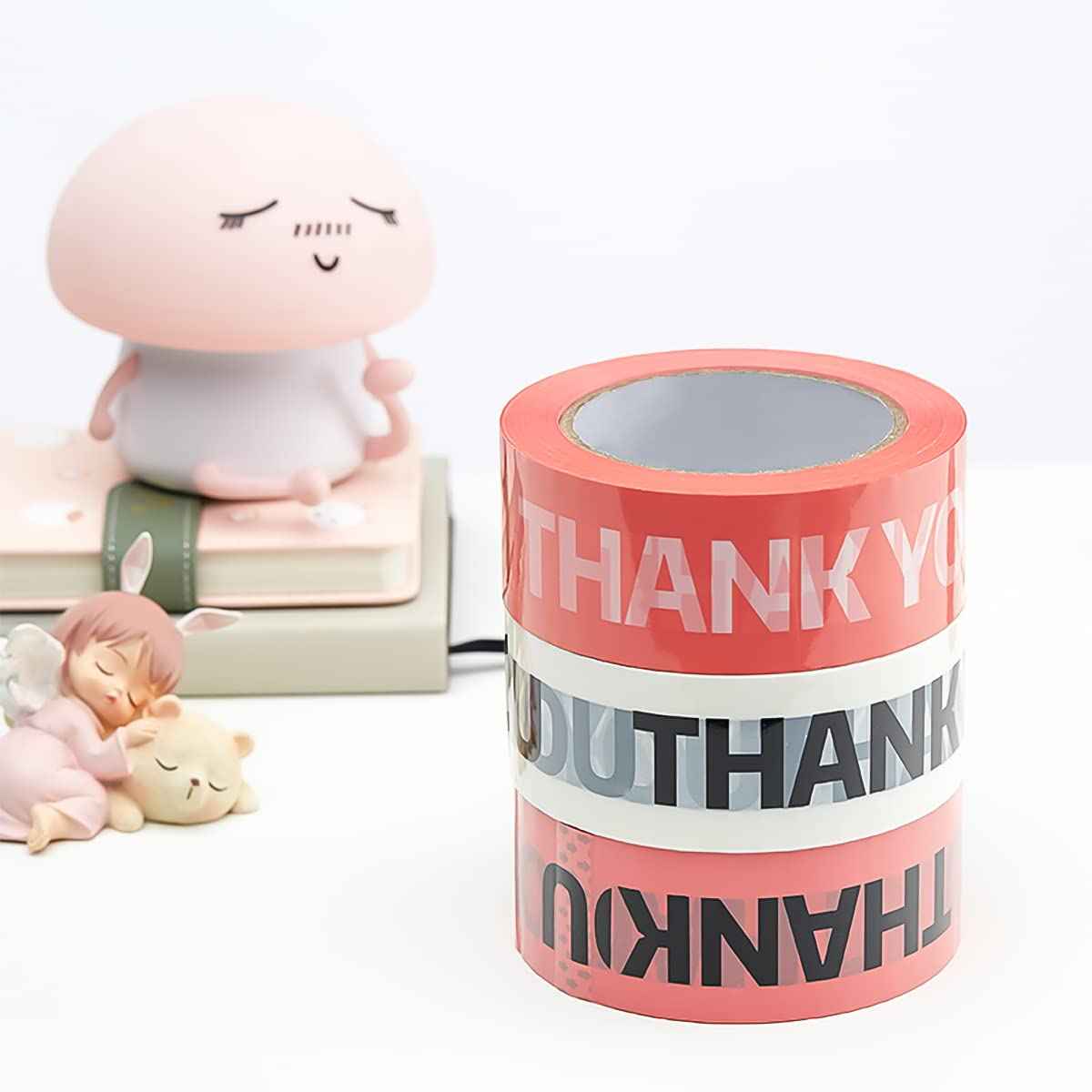 Designer Cute Packing Tape Thank You - Pink,3 Rolls