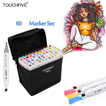 TouchFive Twin Markers 60 Color Animation Design Set