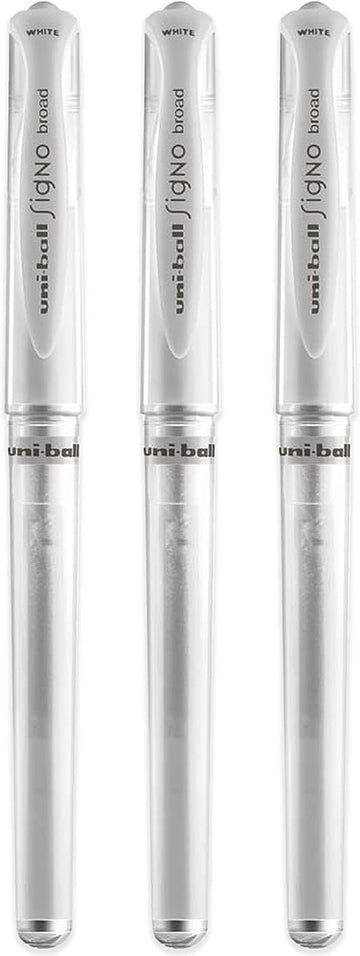 Uni-Ball UM 153 Signo Broad Point Gel Pen White 3 Pack