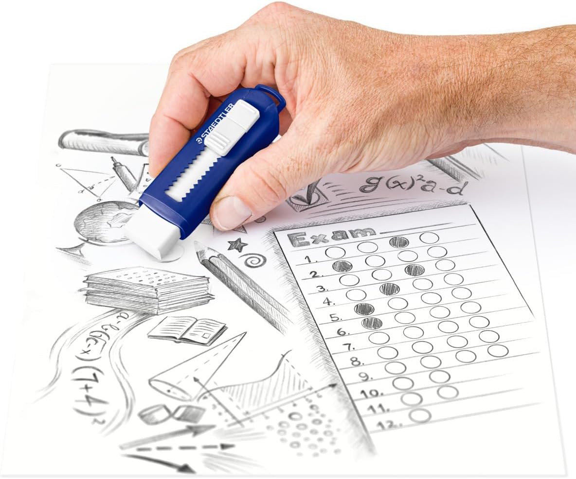 Staedtler Sliding Eraser with Plastic Sleeve,Blue 4 Pack