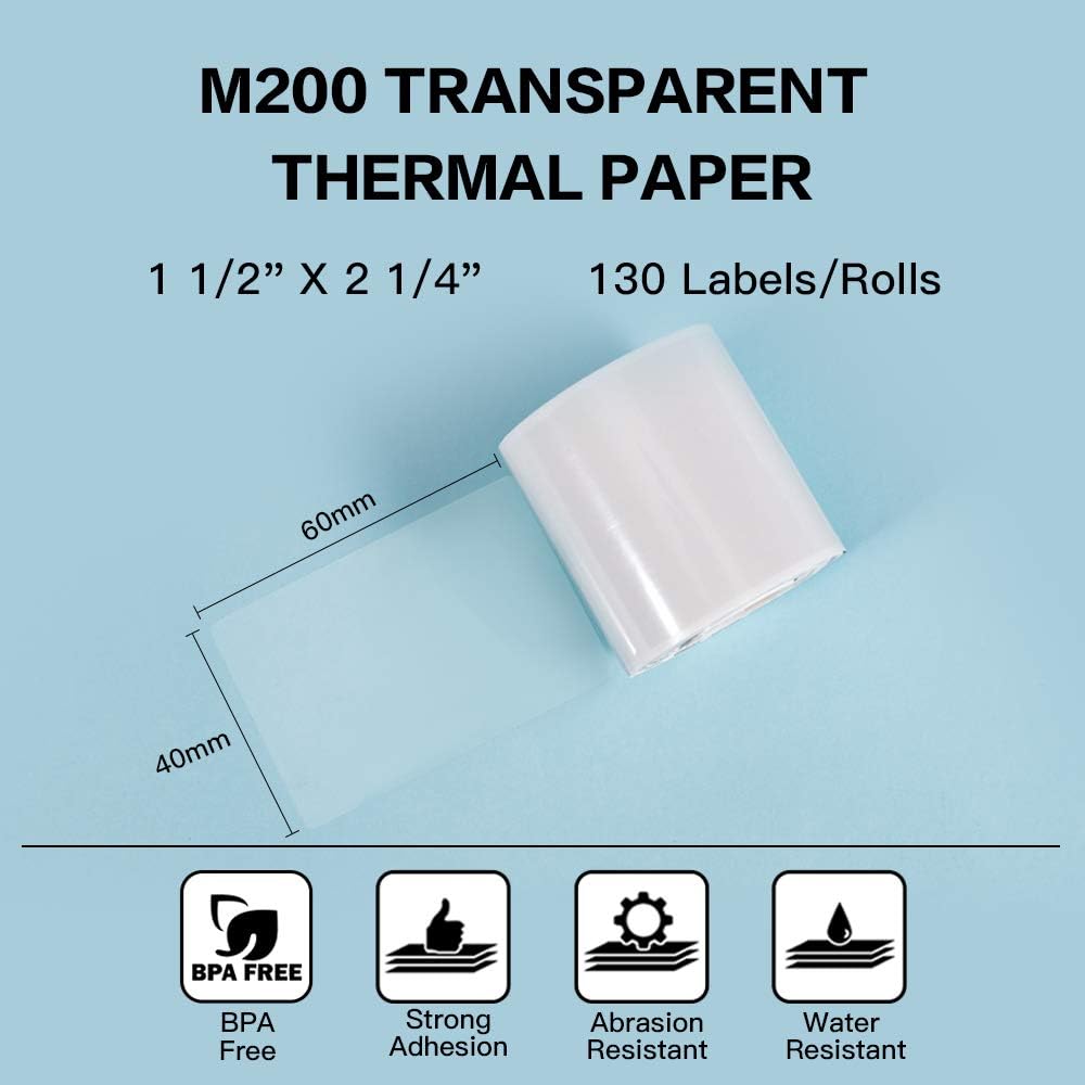 Phomemo M200/M110S Clear Adhesive Thermal Label,40mm X 60mm