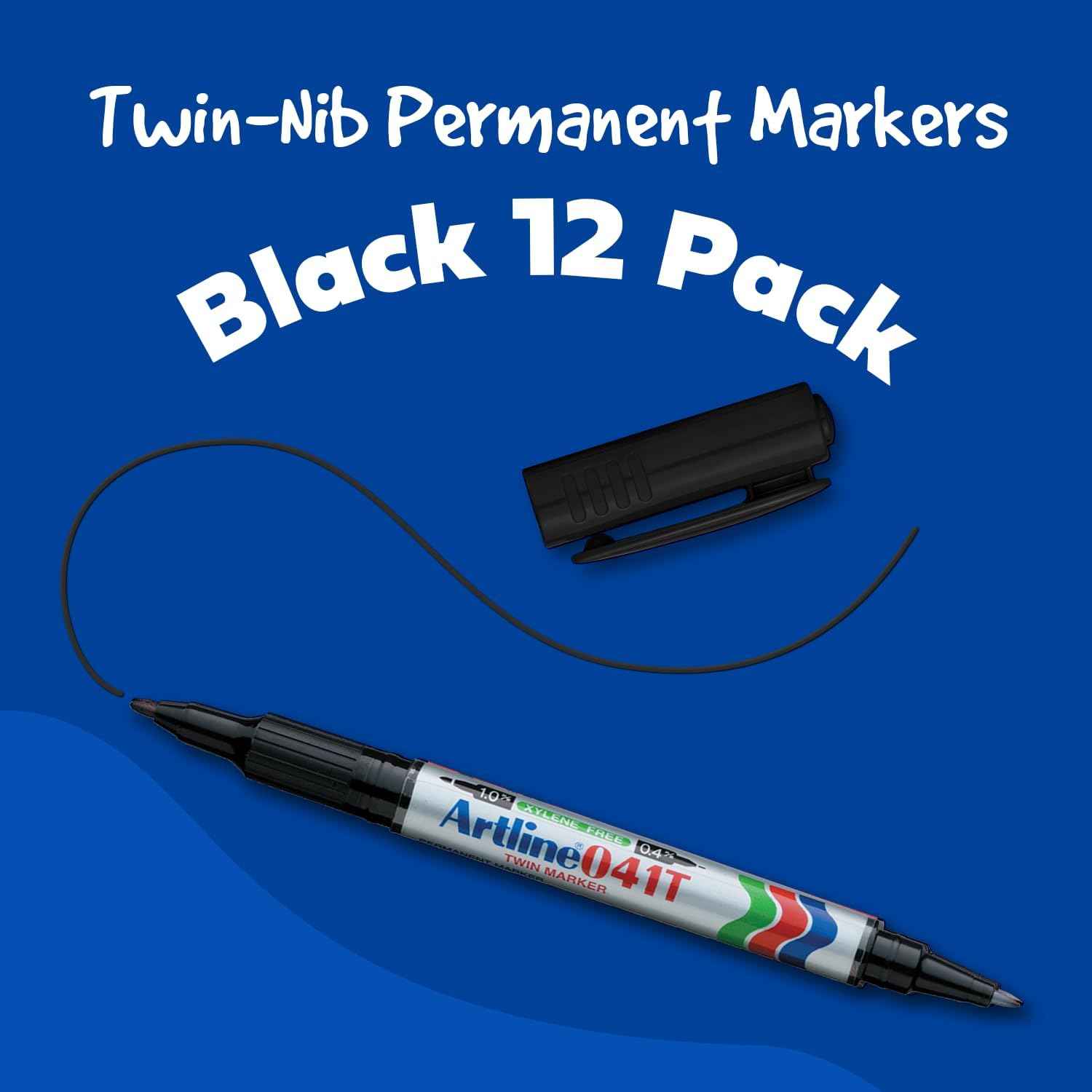 Artline 041T Twin-Nib Permanent Markers 0.4mm-1.0mm 12 Pack