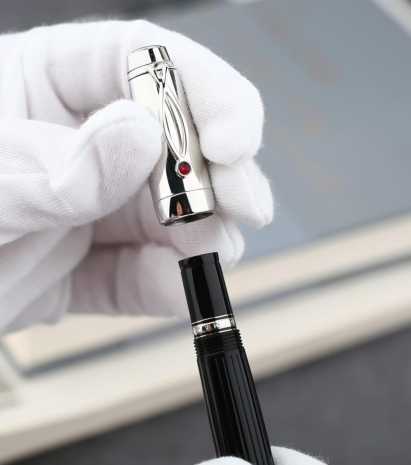 Majohn X1 Retractable Fountain Pen Black Resin,Iridium Extra Nib