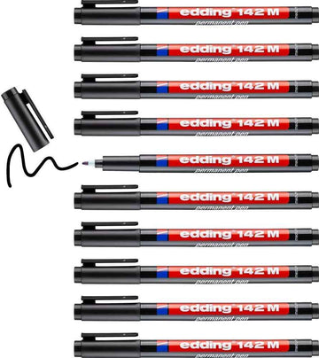 edding 142 M Permanente Marker Pen Black/Red/Blue Ink 10 Pack