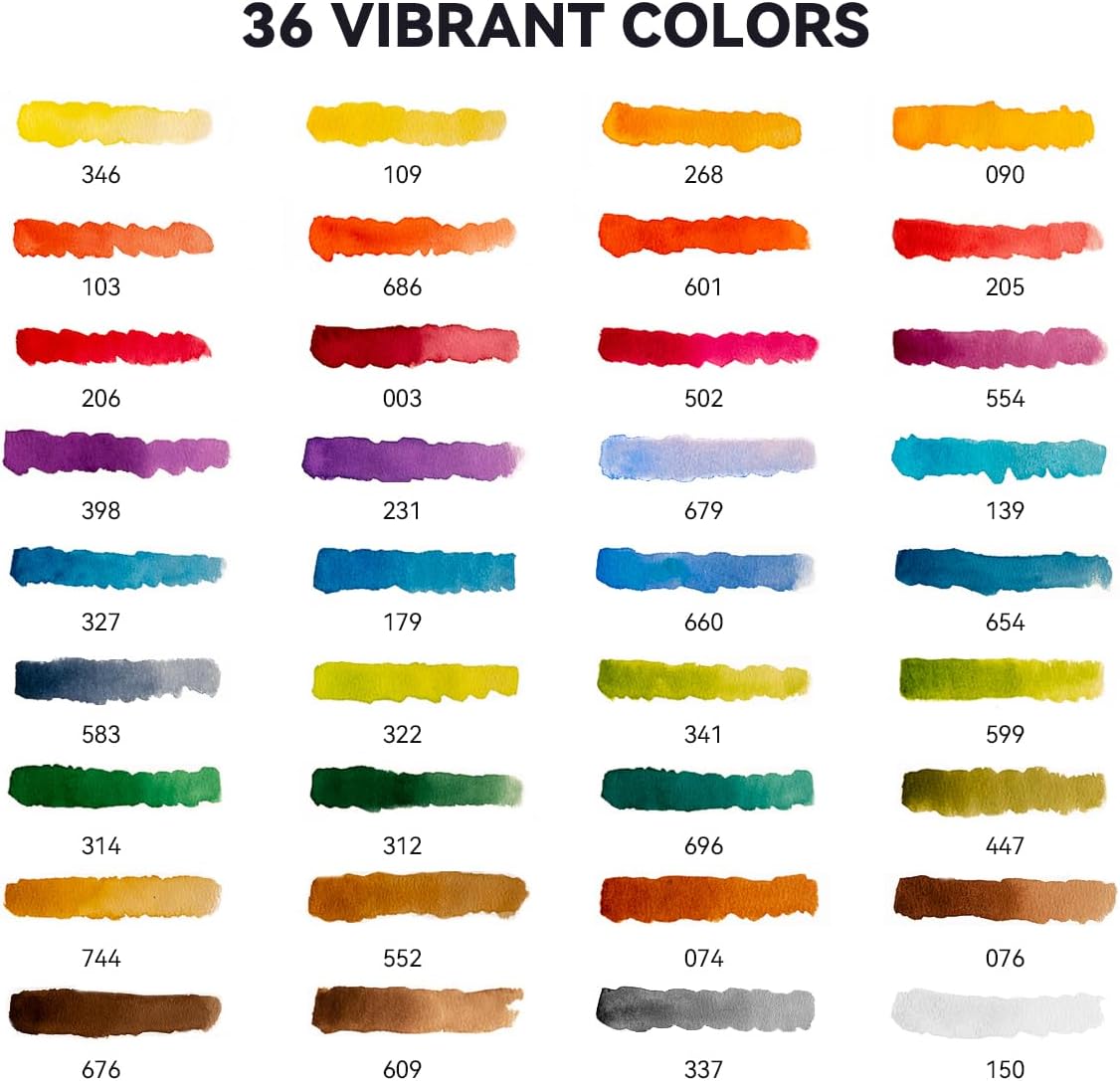 Meiliang Watercolor Paint Set,36 Vivid Colors,with Watercolor Brush
