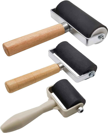 3 Pack Rubber Brayer Roller,1.4/2.4/4 Inch for Printmaking