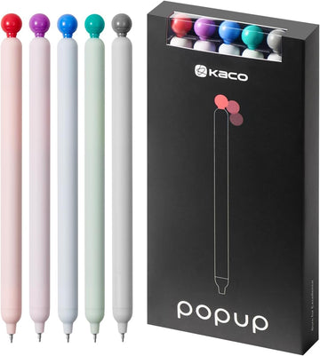 Długopisy żelowe Kaco POPUP 5 sztuk 0.5mm czarny atrament