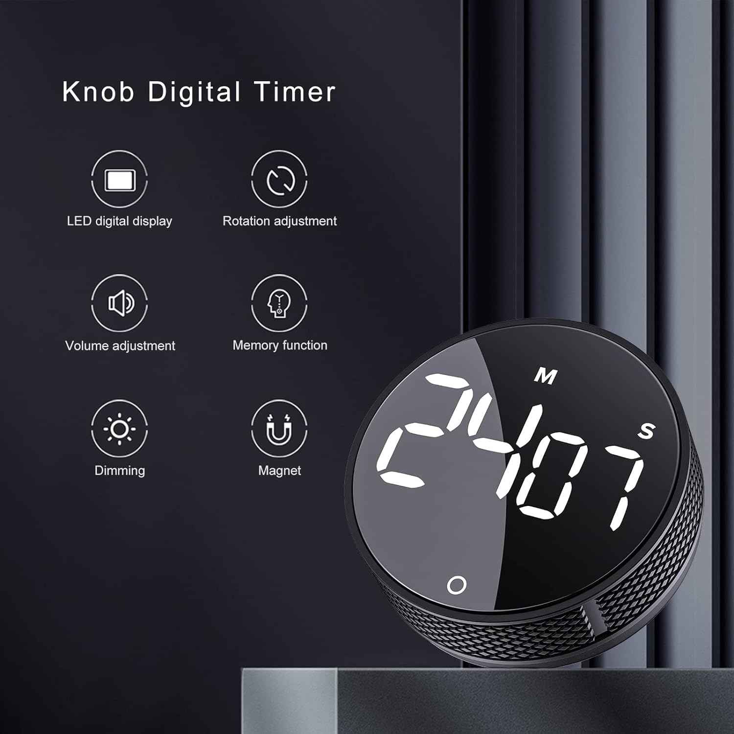 Round Digital Kitchen Timers,Large LED Display Magnetic
