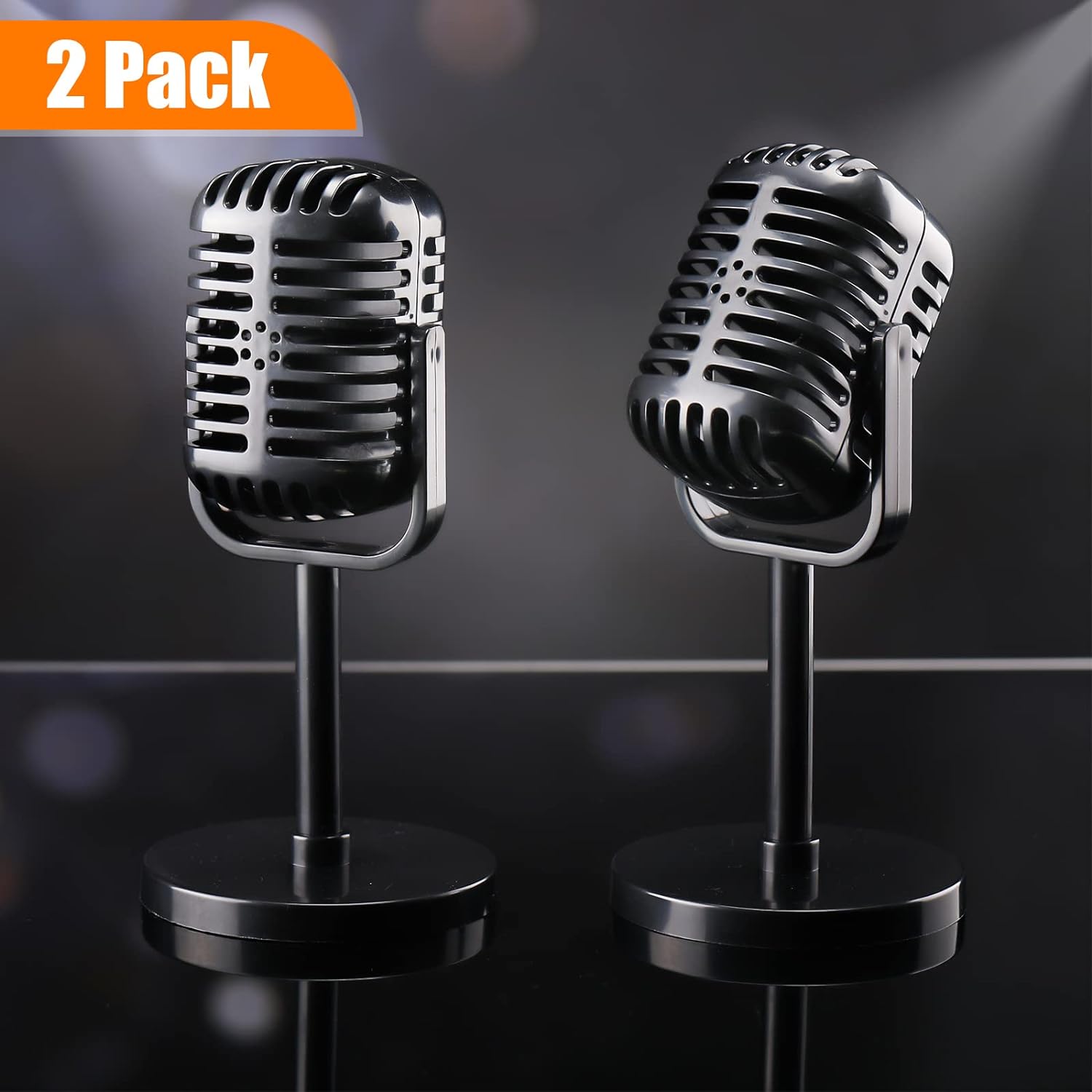 2pcs Retro Microphone Props Model Plastic Fake Microphone Decor
