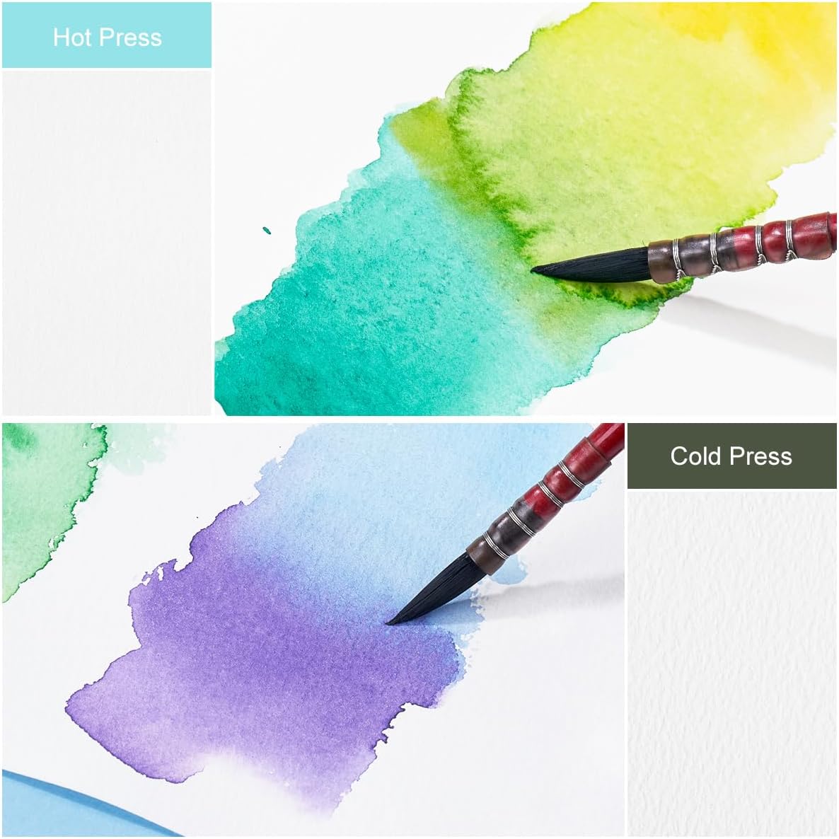 POTENTATE 2 Pack Square Cotton Hot Press Watercolor Paper 10x10cm