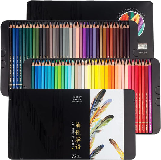 NYONI Professional 72 Colored Drawing Pencils Tin Box