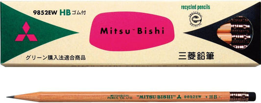 Mitsubishi Recycled Pencil with Eraser 9852EW HB,12 Pack