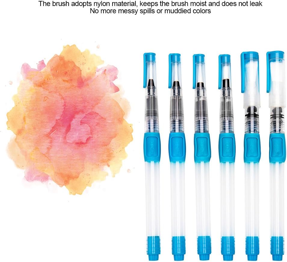 Watercolor Brush Pens 6 Pack for Water Soluble Colored Pencil