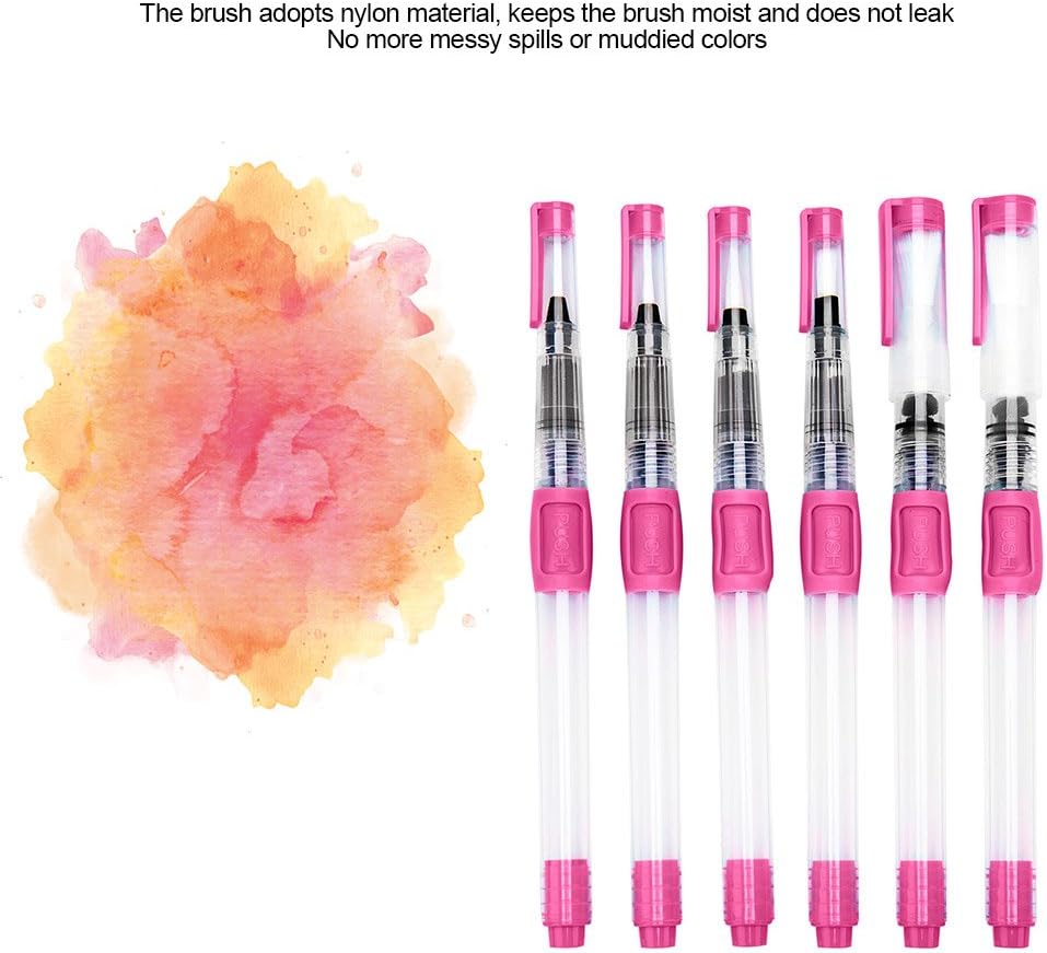 Watercolor Brush Pens 6 Pack for Water Soluble Colored Pencil