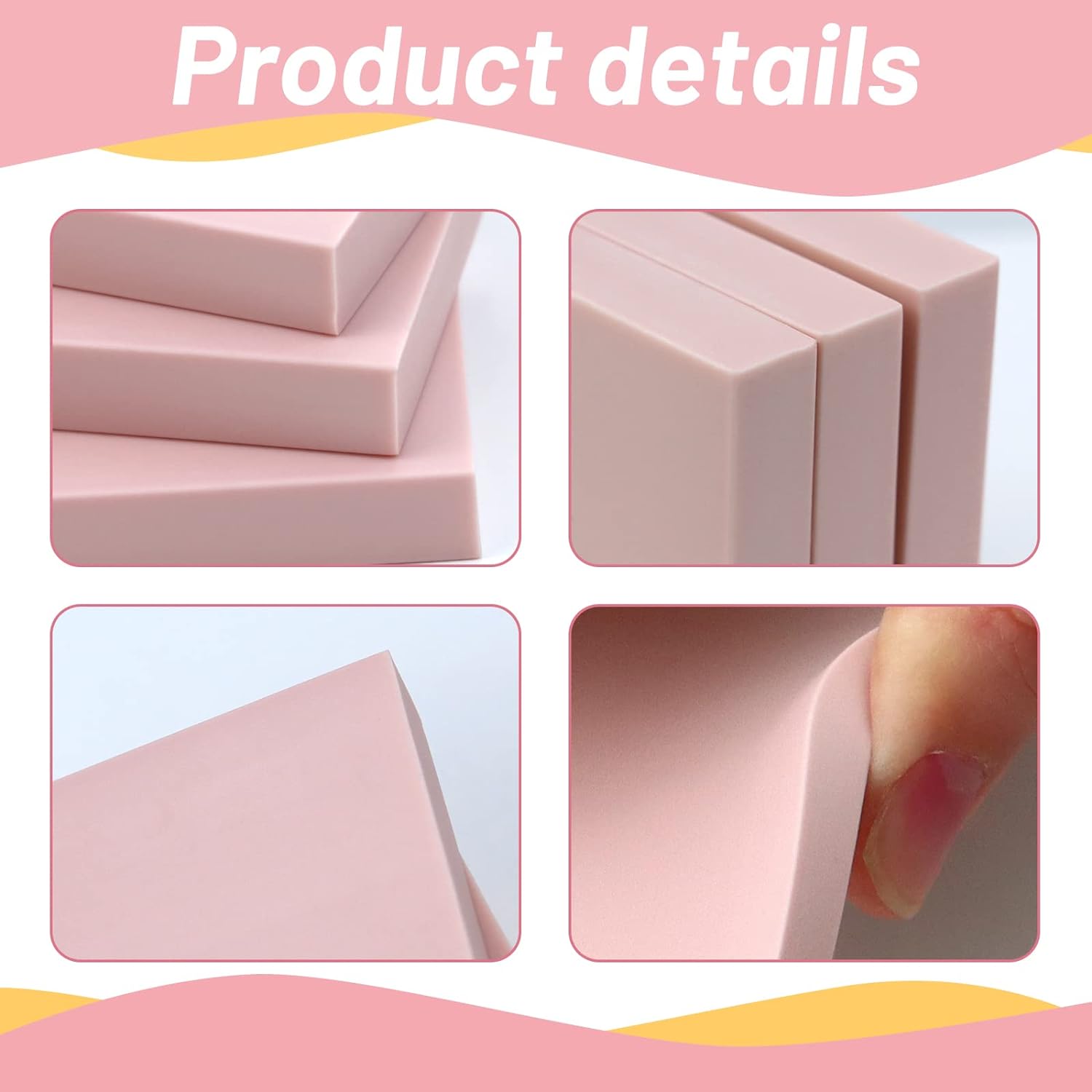 6 Pack Pale Pink Rubber Stamp Carving Blocks Brick 2"x2"