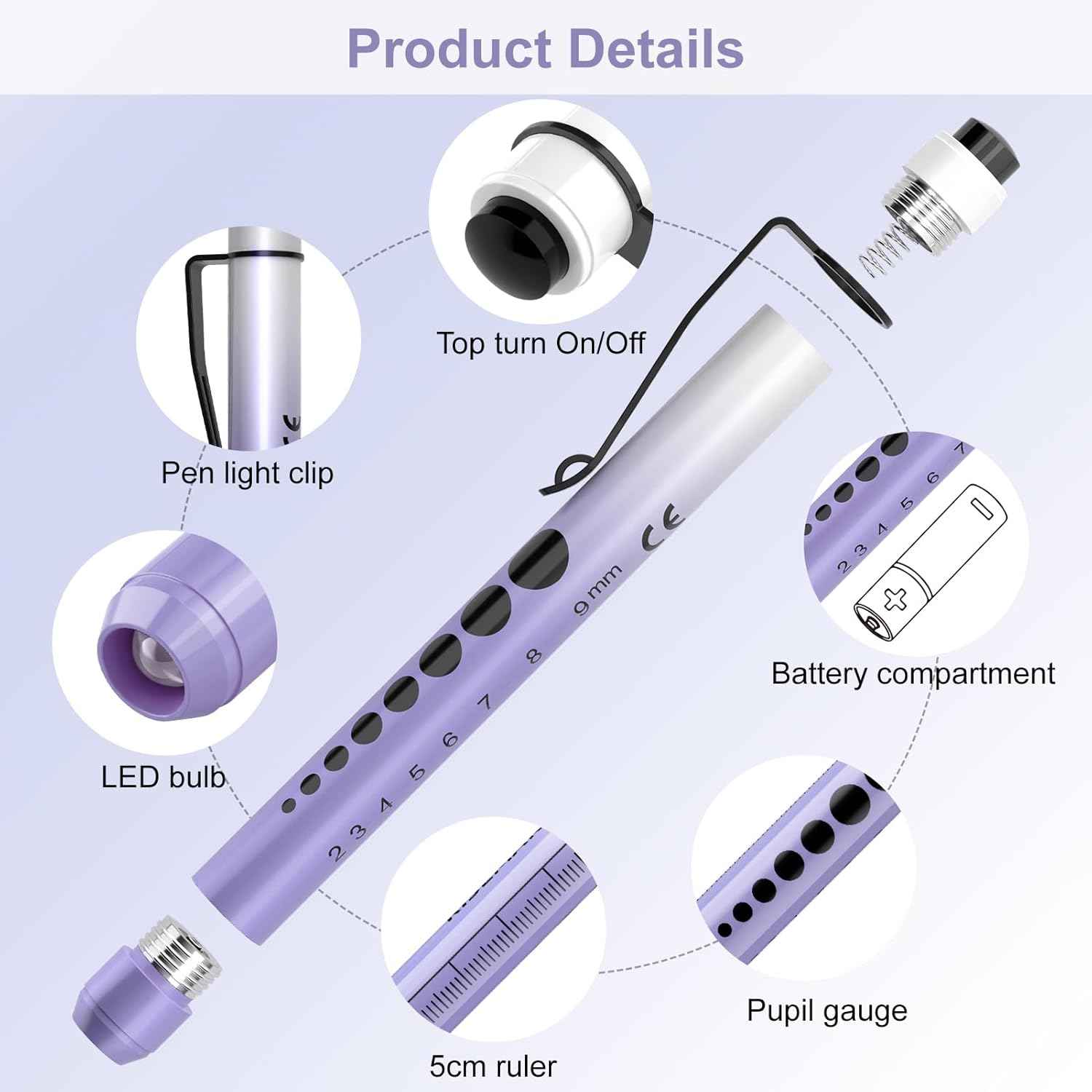 Pen Lights with Pupil Gauge LED Penlight for Nurse Doctor 4 Pack