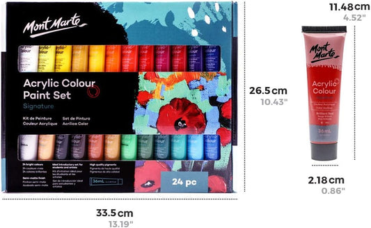 Mont Marte Acrylic Paint Set 24 Colours 36ml