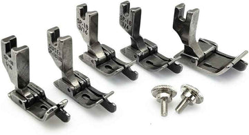 Set of hinged industrial presser feet, metal feet and two mounting screws