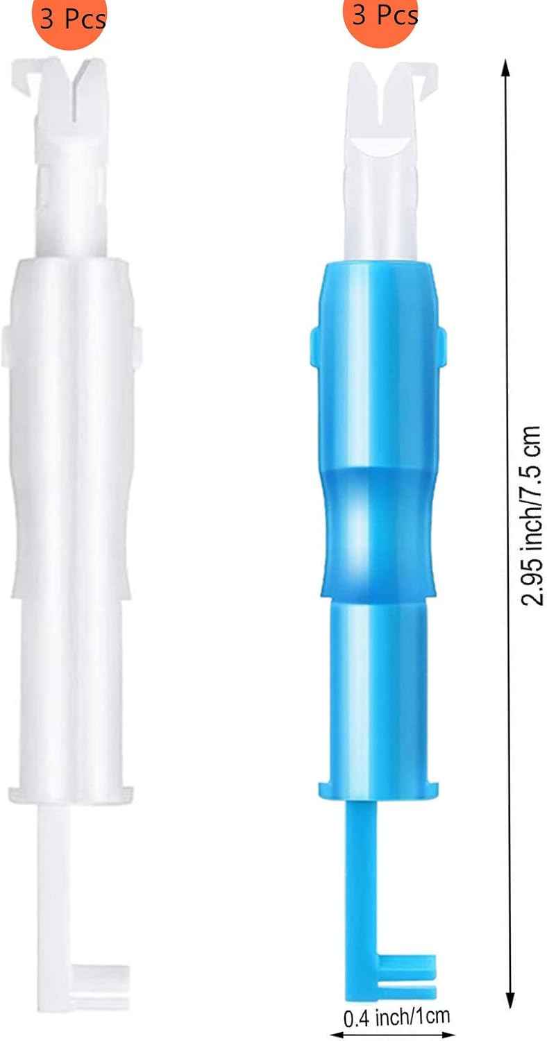 Needle threader tool, blue and white, 3 pcs with height size marking.