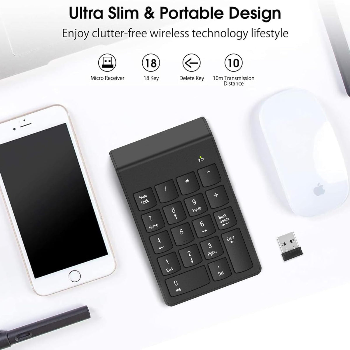 Computer Keypads Numbers Only Wireless Numeric Keypad Number Pad USB for Laptop