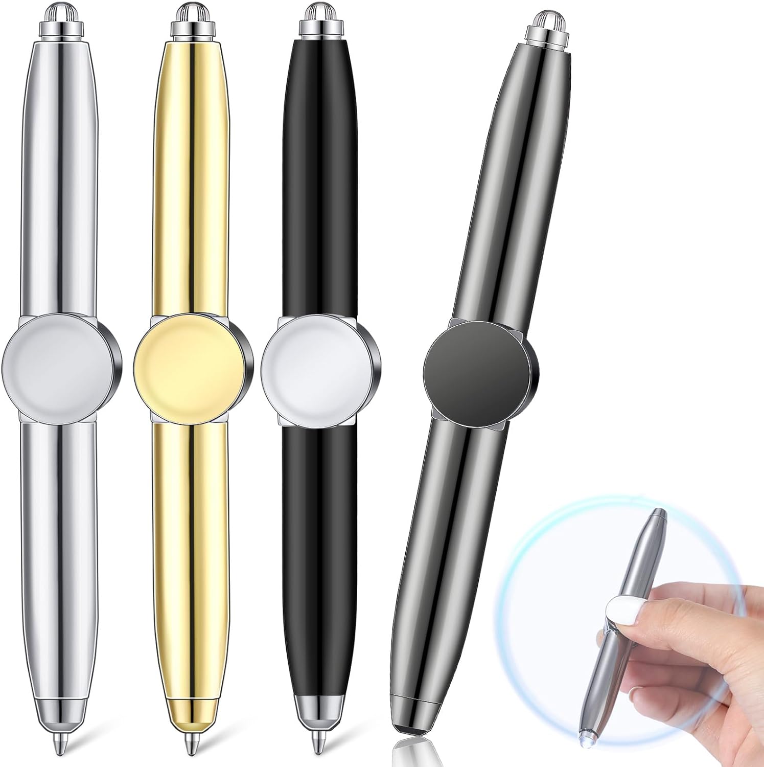 Fidget Spinner Ballpoint Pen with LED Light 4 Pack