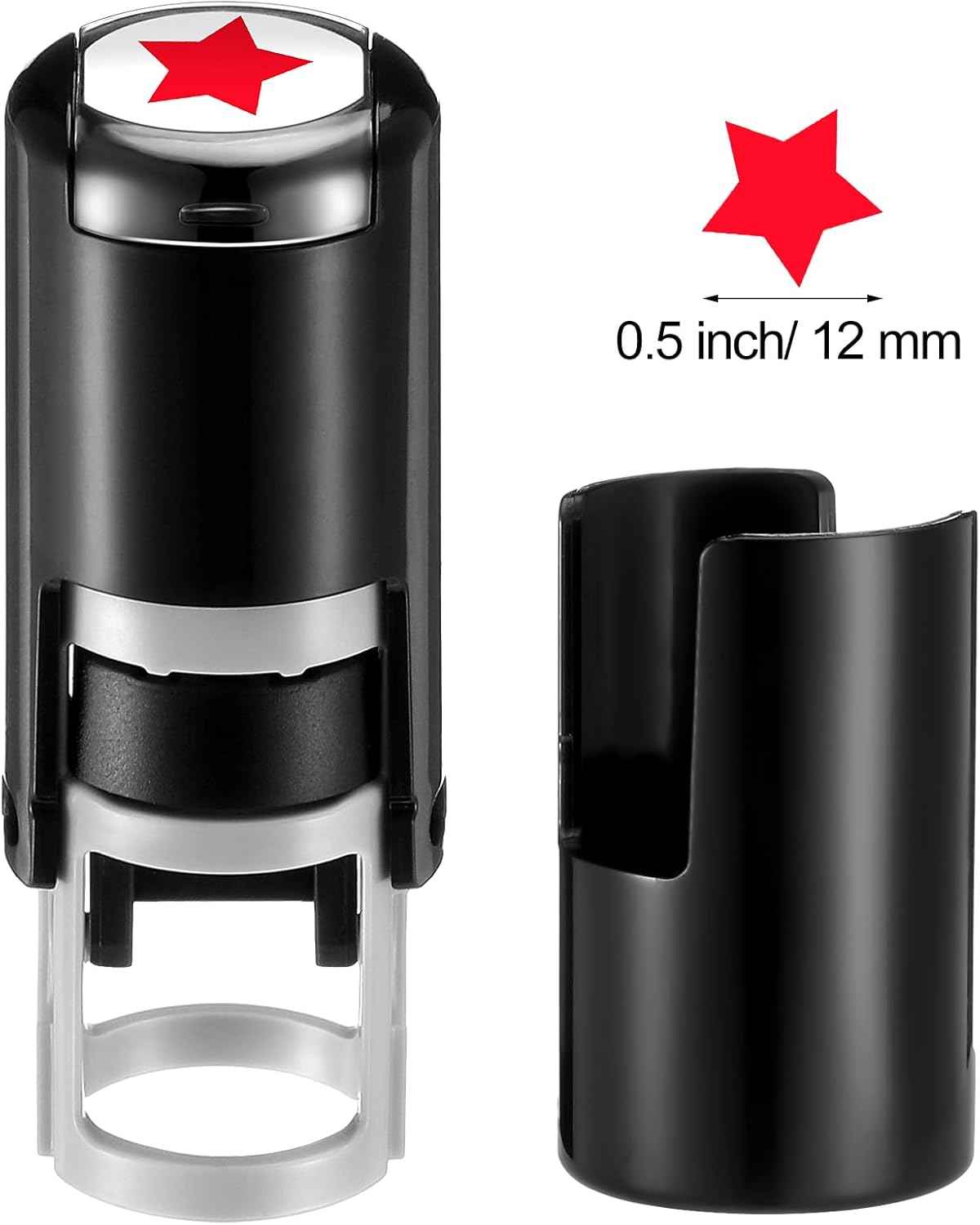2 Pack Solid Star Print Teacher Stamps Red Ink Mini Self Inking