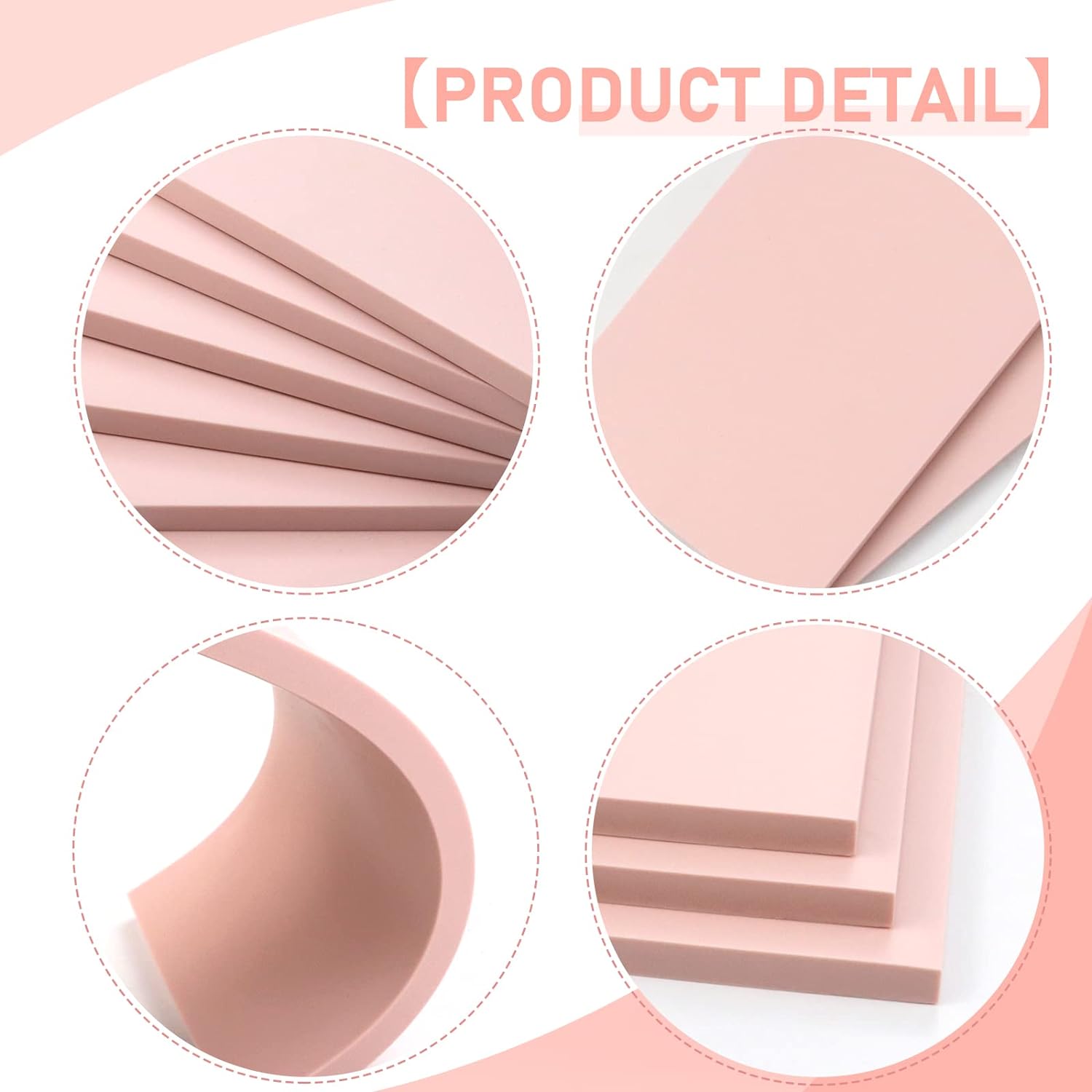 6 Pack Pale Pink Rubber Stamp Carving Blocks Brick 8"x6"