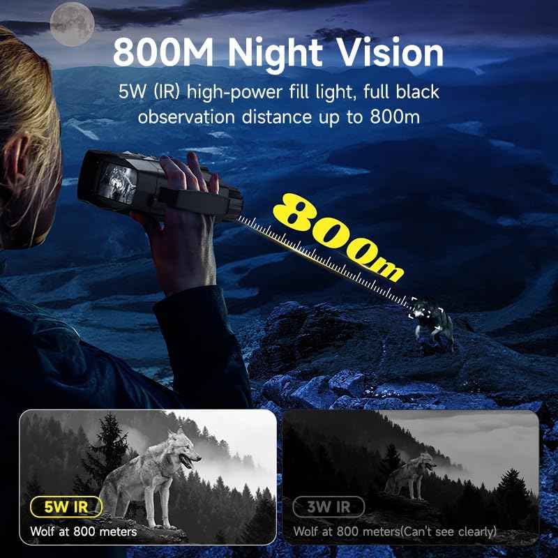 4K Night Vision Goggles Binoculars 800M for Adults Outdoor Hunter