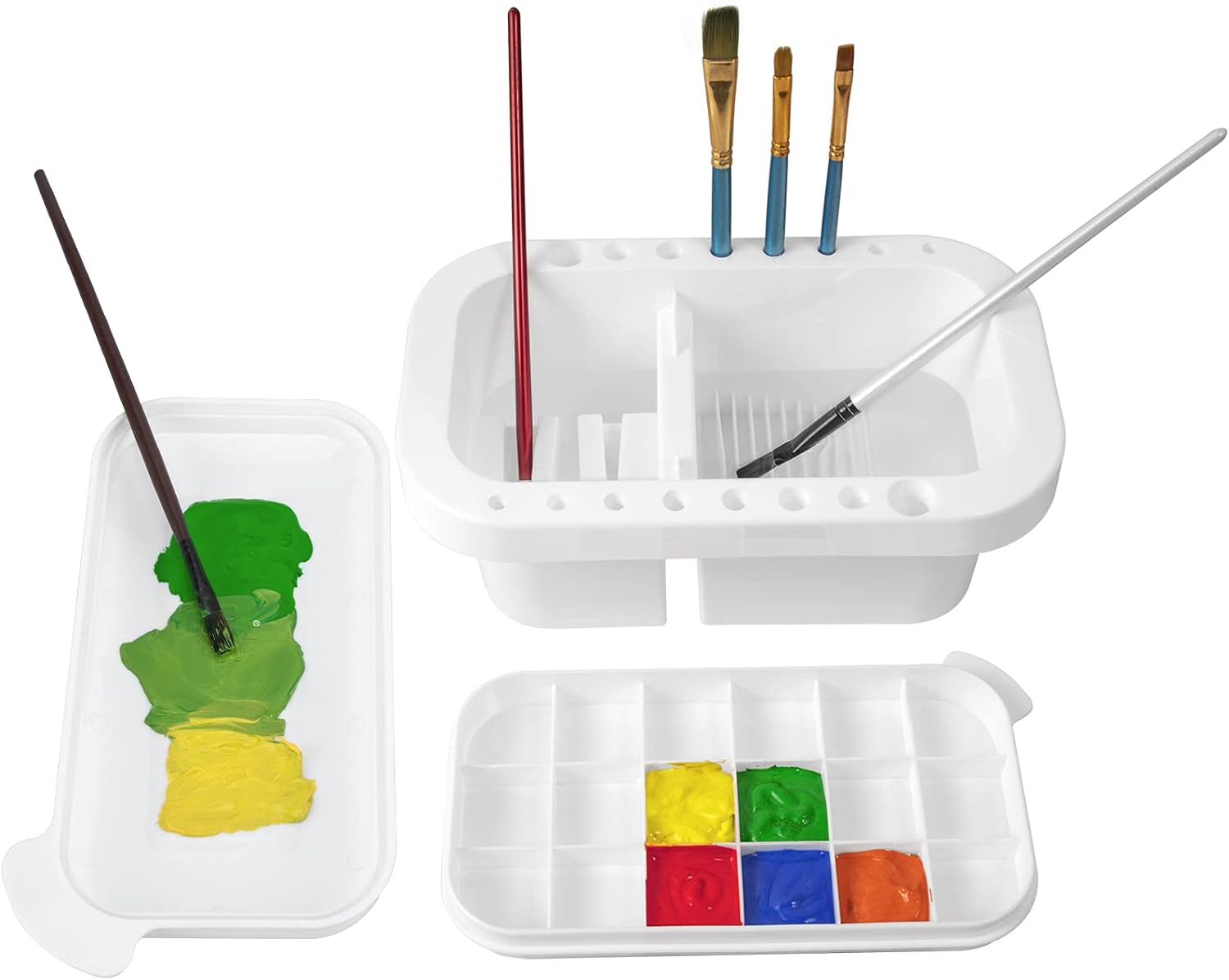 MyLifeUNIT Paint Brush Cleaner, Paint Brush Holder and Organizers with Palette for Acrylic, Watercolor, and Water-Based Paints (Grey)