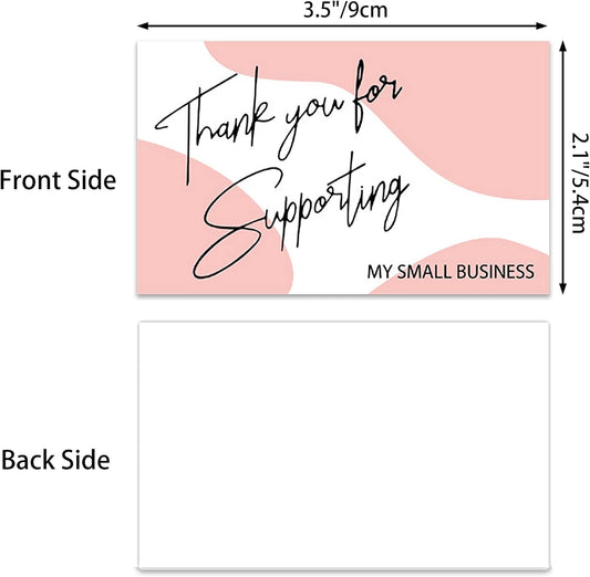 300PCS Thank You For Supporting My Business Cards Pink - TTpen