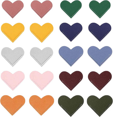 20Pcs Cute Leather Heart Bookmark,Corner Page Bookmark Clips