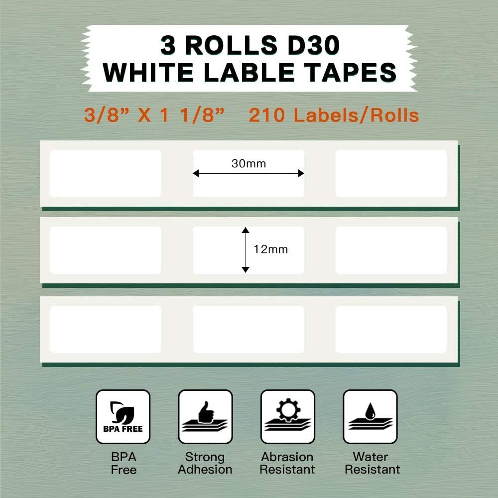 Phomemo D30 Adhesive White Label Paper (12mm X 30mm)