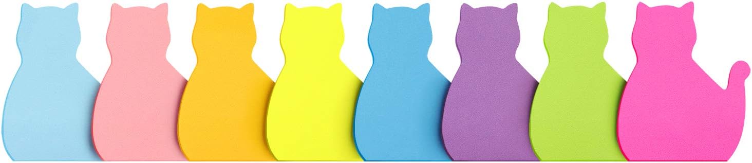 Cat Shape Sticky Note 8 Color 75 Sheets/Pad