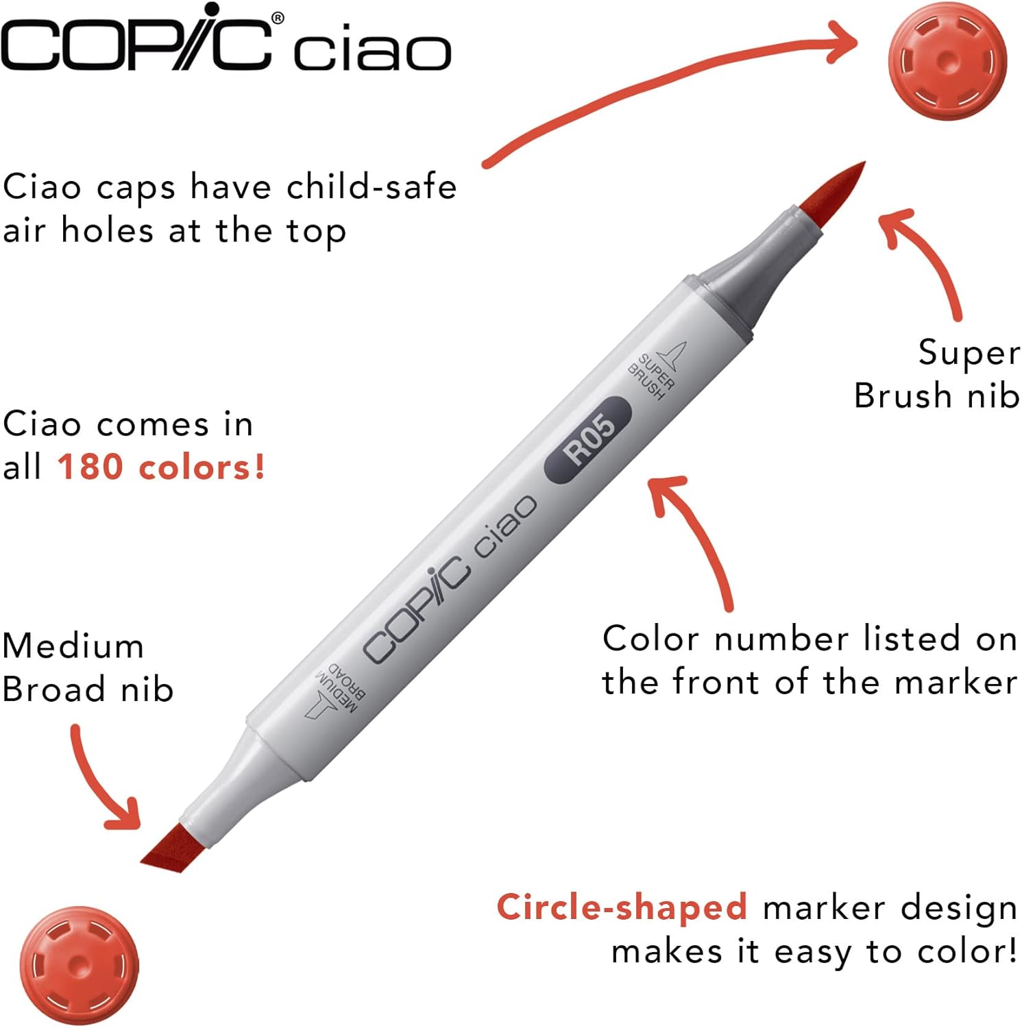 Copic Ciao,Alcohol-based Brush Markers,6 Color Primary