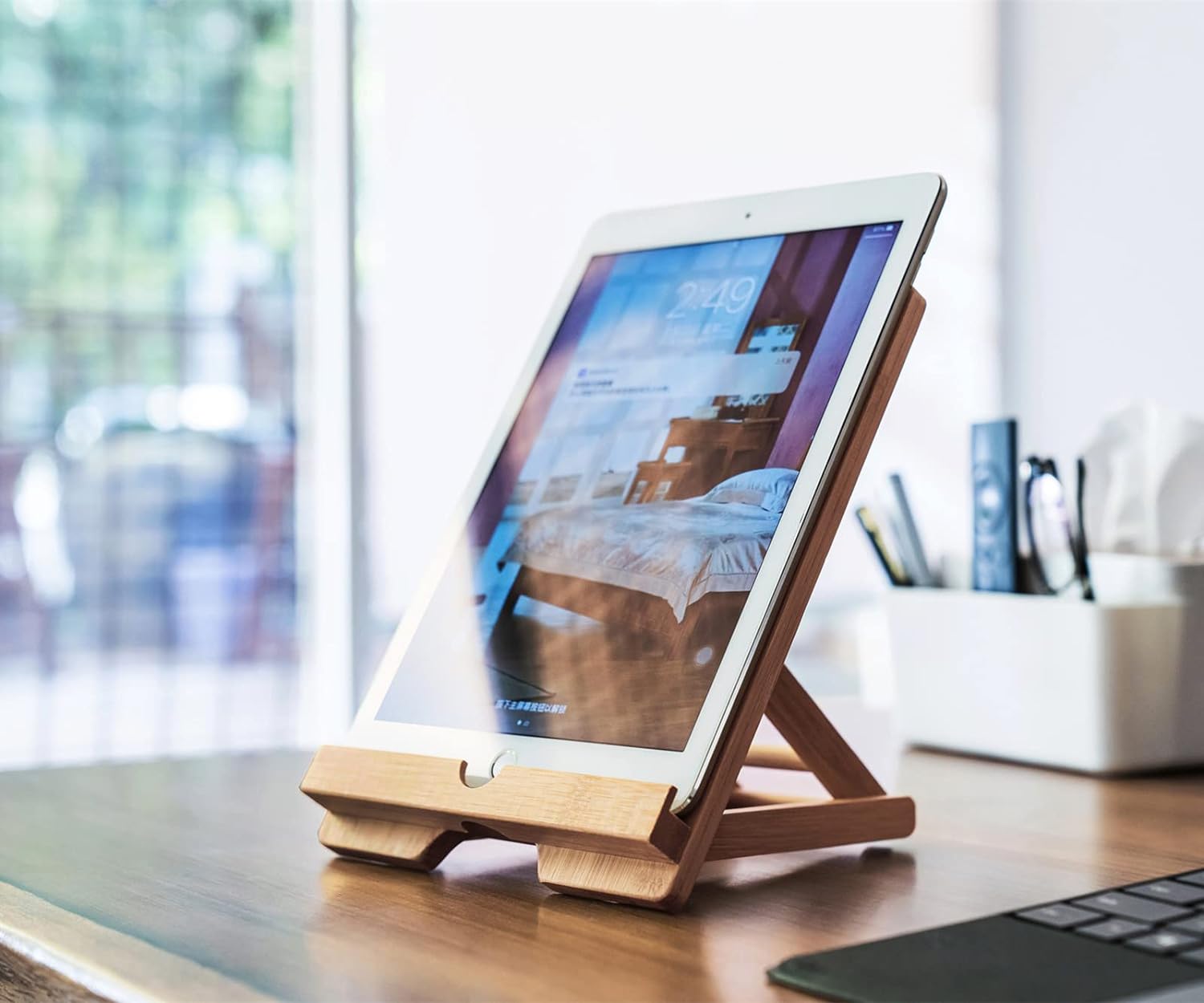 Bamboo Tablet iPad Stand Holder Adjustable