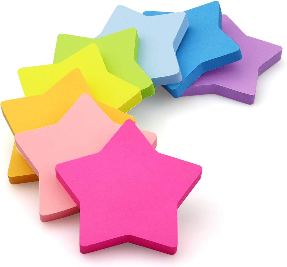 Star Shape Sticky Notes 8 Color 75 Sheets/Pad