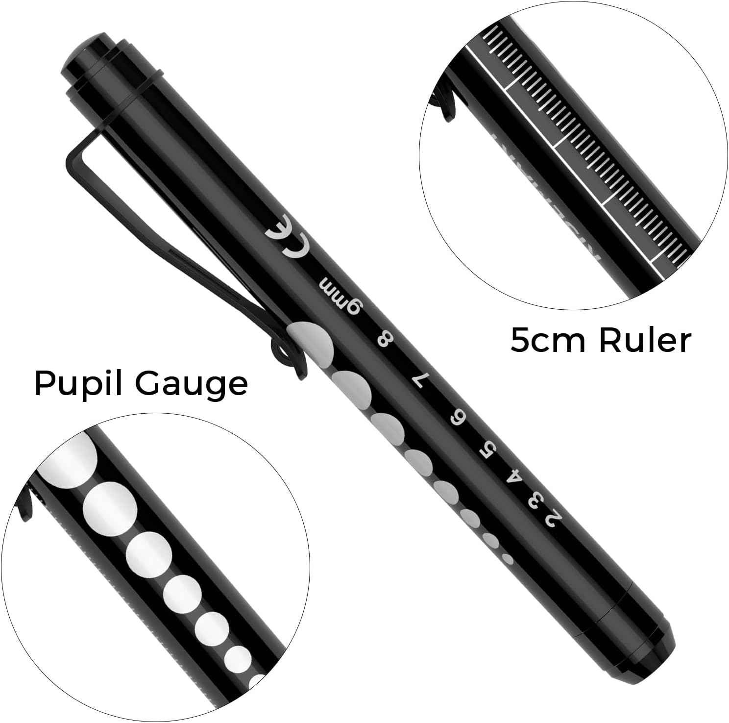 4pcs Medical Pen Light with Pupil Gauge LED Penlight for Nurse Doctor