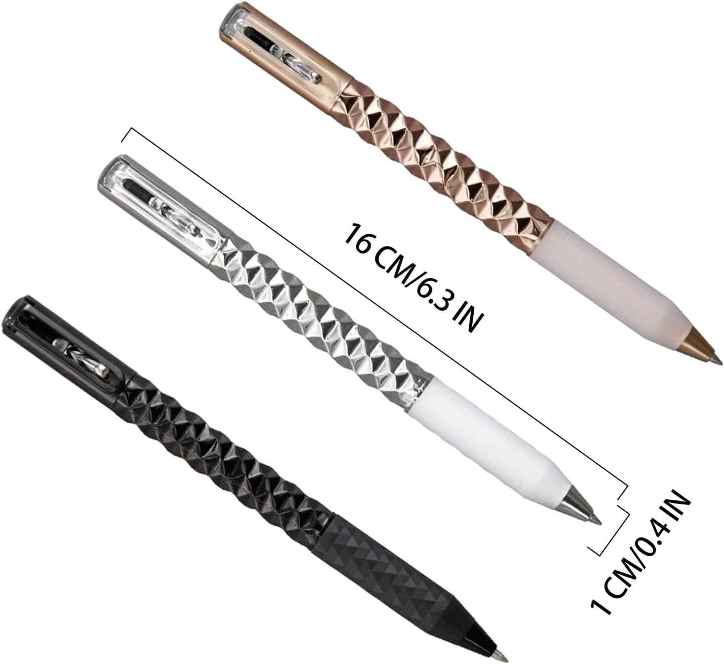 3pcs Geometric Deformation Pen Metal Crinkle Ballpoint Pens