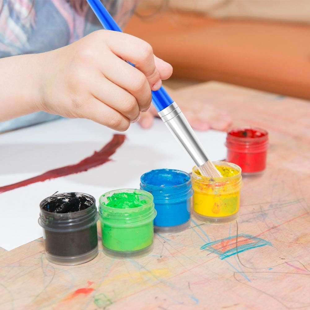 30 Kids Watercolor Paint Brushes Set with Round and Flat Tip