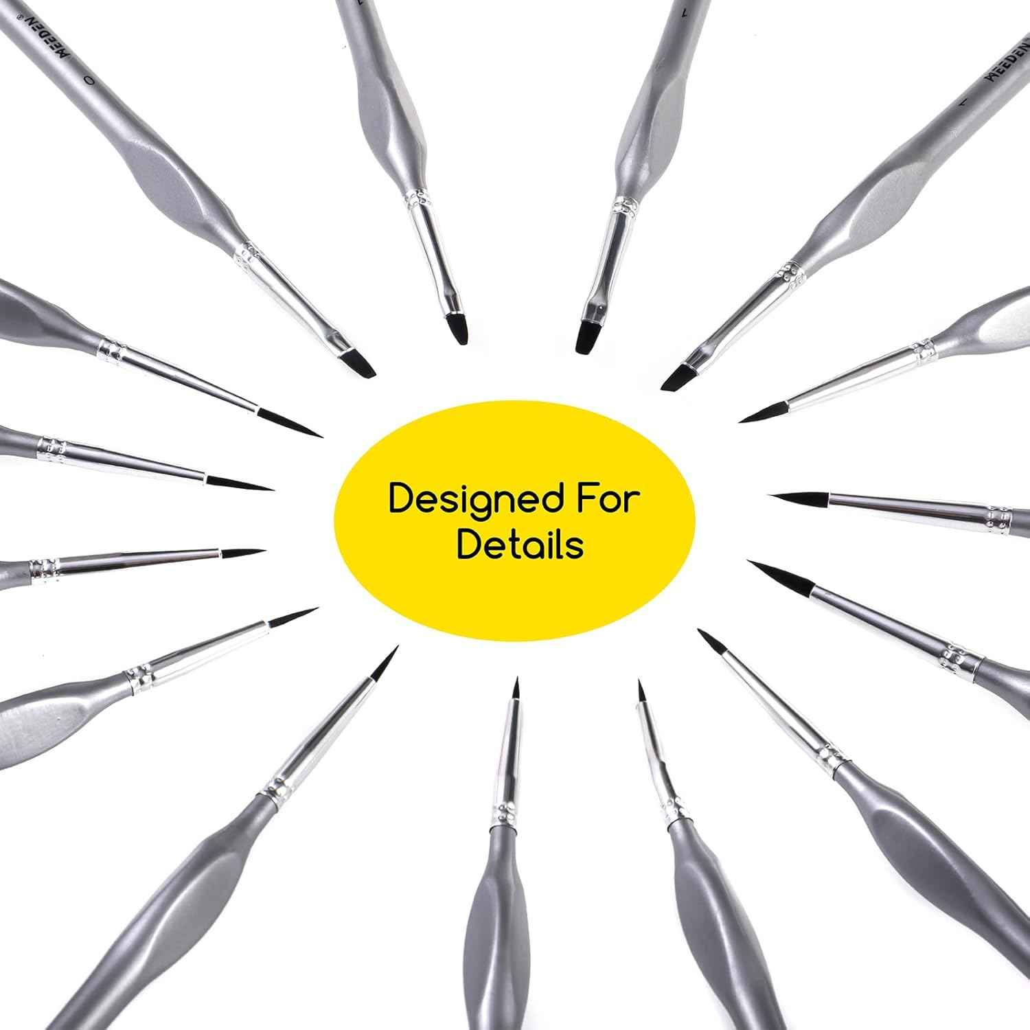 MEEDEN Detail Paintbrush Set 15 Pieces Miniature Paint Brush