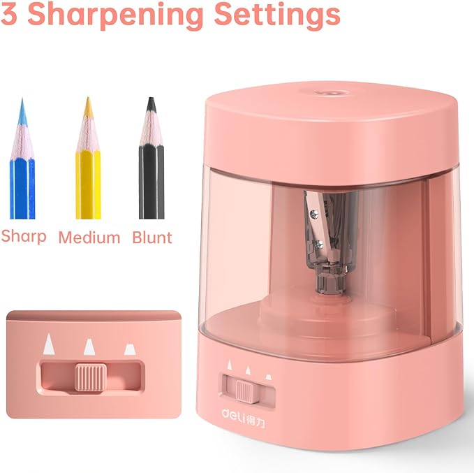 DELI 68659 Electric Pencil Sharpener USB & Battery Operated