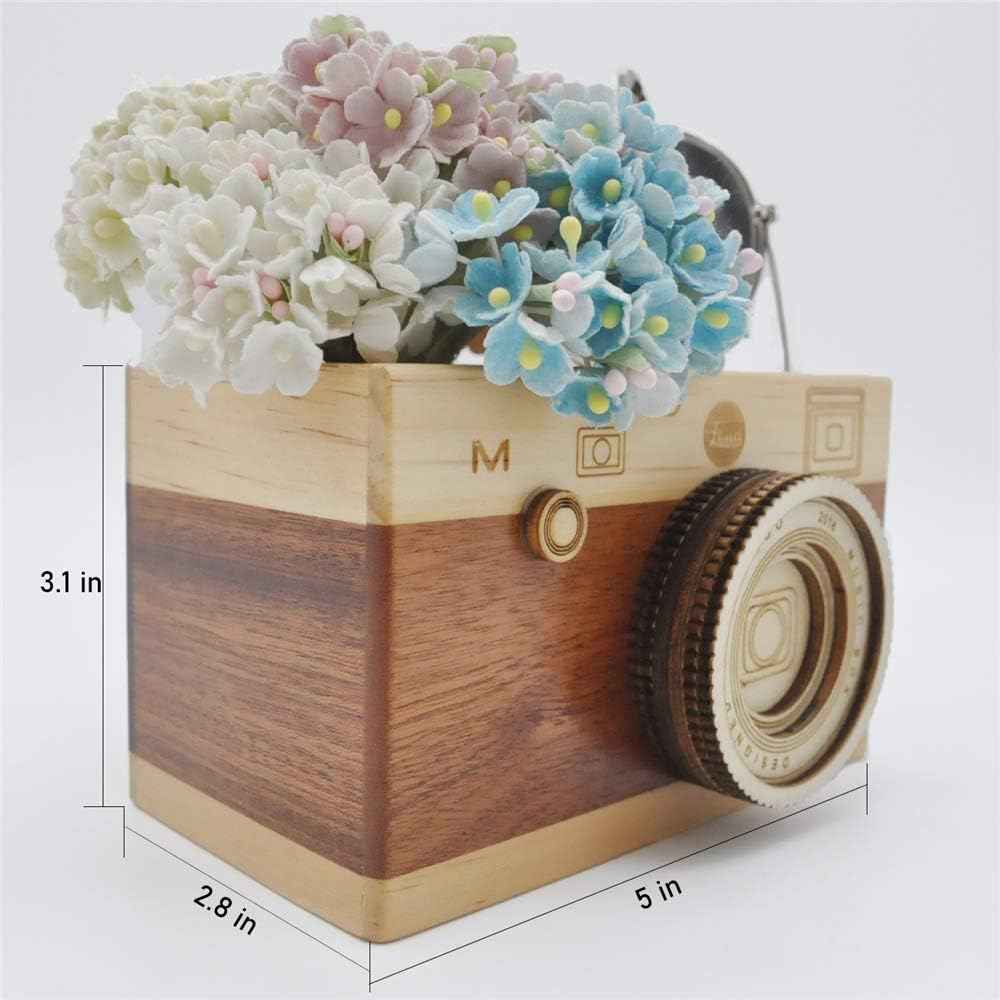 Zakka Camera Wooden Pencil Holder Desktop Organizer