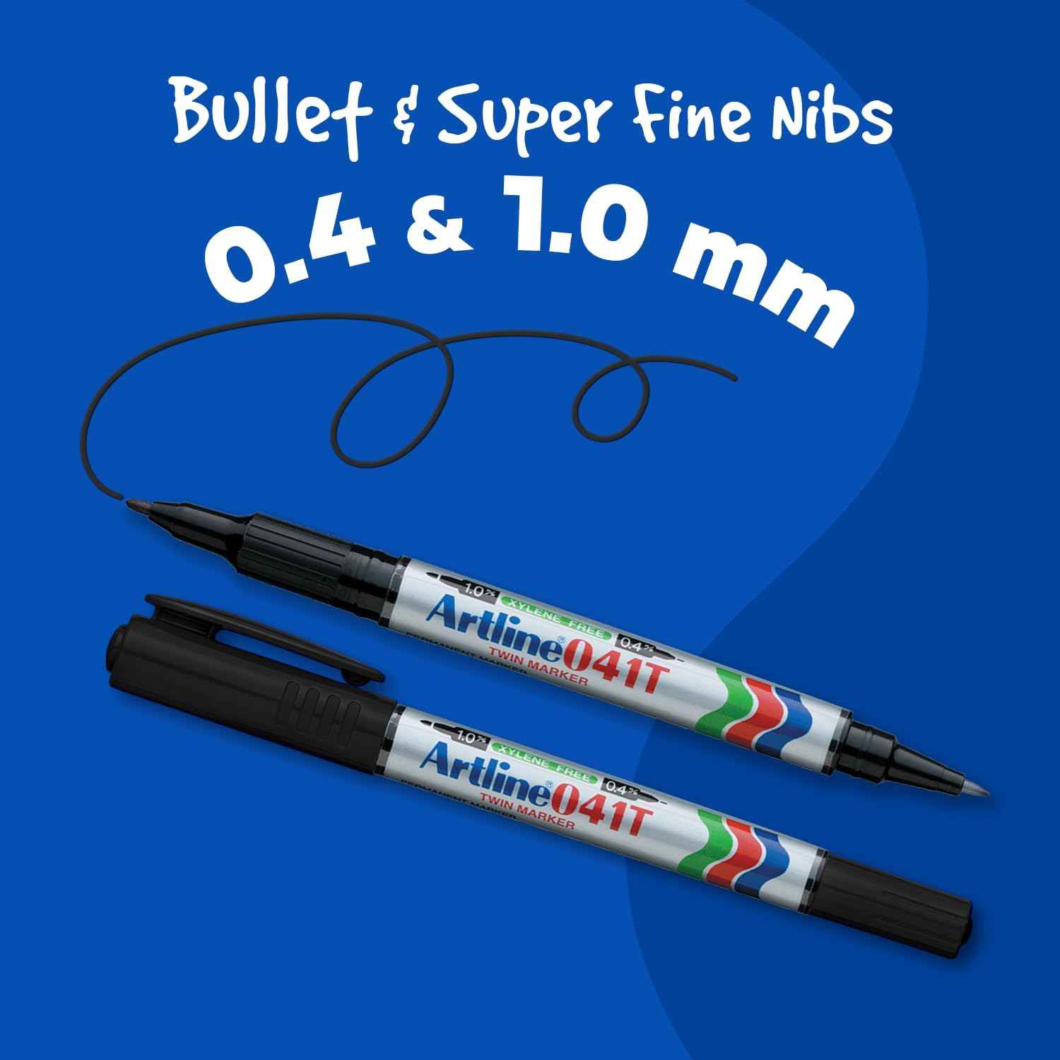 Artline 041T Twin-Nib Permanent Markers 0.4mm-1.0mm 12 Pack