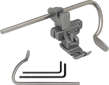 Adjustable shirring presser foot for left/right gathering, metal sewing machine attachment