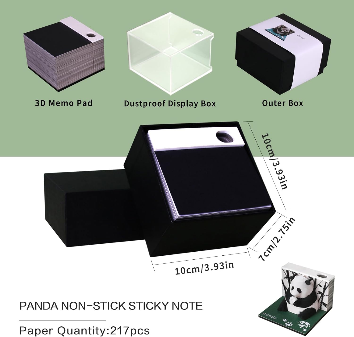 2024 Time Piece Panda 3D Calendar Memo Pad with Pen Holder