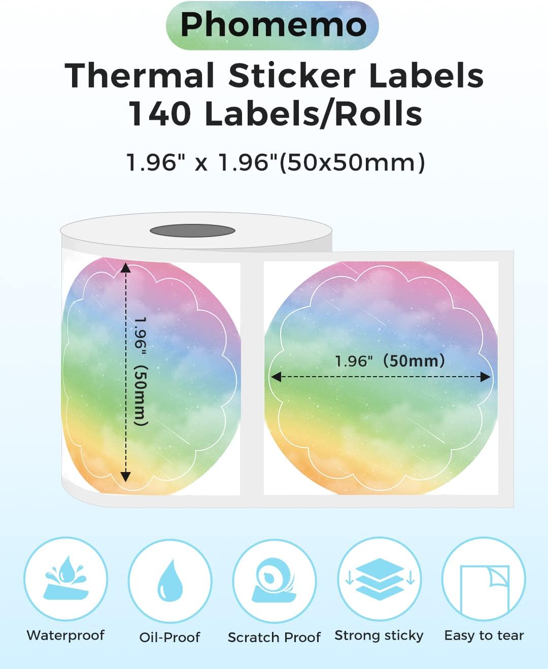 Phomemo 50x50mm Thermal Round Gradient Color Label for M110/M120/M200/M220